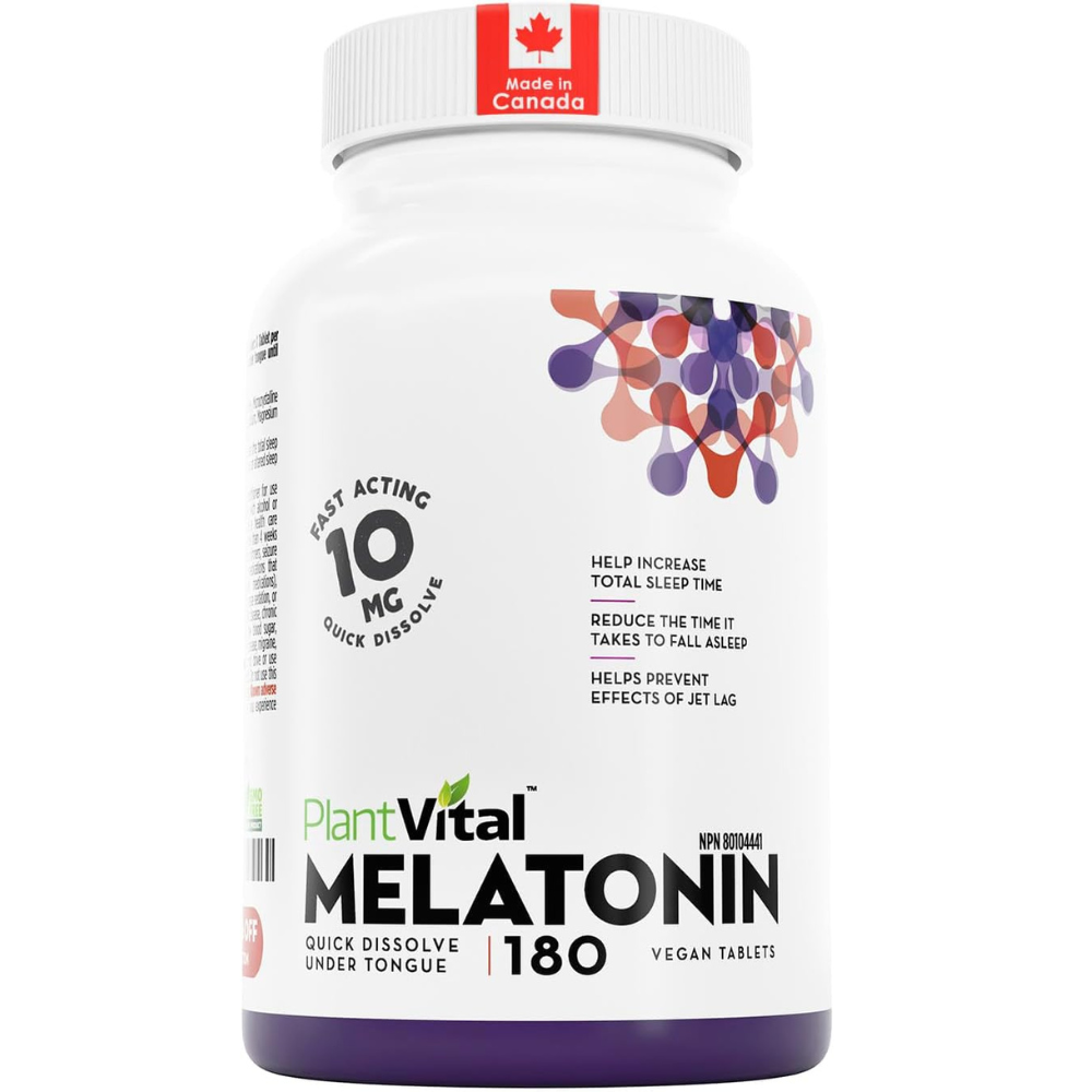 PlantVital Melatonin 10mg – Natural high-potency sleep aid supplement with 10mg melatonin per capsule, non-GMO, vegan-friendly formula for restful sleep and circadian rhythm support.