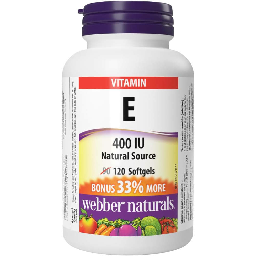 Webber Naturals Vitamin E 400 IU, 120 Softgels